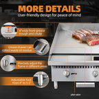 12" Commercial Countertop Griddle, Single Burners Gas Griddle, 30000 BTU Output, Stainless Steel Flat Top Grill Hot Plate with Natural Gas and Propane Conversion Kit for Restaurant, Food Truck