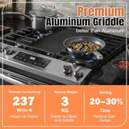 Upgraded WB31X24738 Non-stick Griddle Replacement for GE Appliance Stove Cooktop, Nitriding Process, 19.5"×9" Extra-Large Integrated Aluminum Griddle Plate for GE Gas Stove Top Center