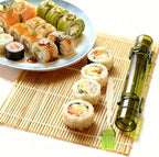 Sushi Making Kit – Clear Sushi Bazooka Roller & Bamboo Sushi Rolling Mat, Easy DIY Sushi Maker Tool Set for Beginners, Homemade Sushi Rolls for Kitchen & Party (Clear Green)