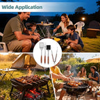 4PCS Grilling Accessories, Heavy Duty BBQ Grilling Tools Set, Outdoor Grill Set with Stainless Steel Spatula Fork Brush Tongs with Anti-Scald Rosewood Handle, Barbecue Utensils Men Present
