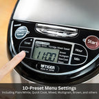 Tiger JAX-T18U-K 10-Cup (Uncooked) Micom Rice Cooker with Food Steamer & Slow Cooker, Stainless Steel Black