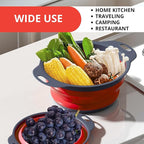Set of 3 Red Food Strainer for Kitchen - Silicone Sieve Small Foldable Colander for Pasta and Spaghetti Multifunctional Silicone Collapsible Strainer for Camping