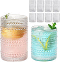 ZMOWIPDL Vintage Hobnail Drinking Glasses Set of 8,Clear 12 oz & 15oz Highball Glass Cups, Kitchen Drinkware Glassware,Embossed Water Tumbler,for Beer,Cocktail,Whiskey,Juice and Various Mixed Drinks