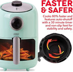 Dash Compact Air Fryer - Healthy Cooking with Auto Shut-Off Feature, Adjustable Temperature Control & Nonstick Fry Basket - Has AirCrisp® Technology - 2 Quart - Aqua