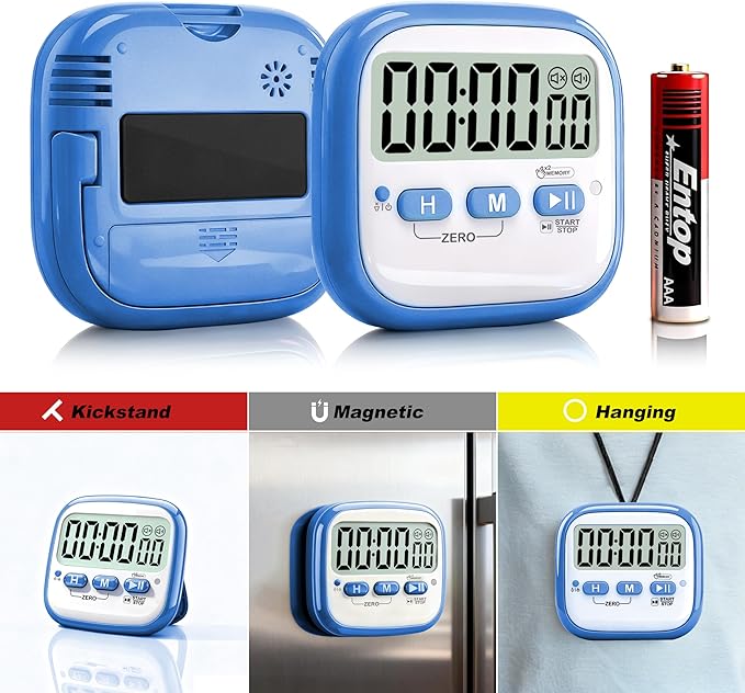AyayaBoss 2-Pack Magnetic Kitchen Timers for Cooking, Digital Stop Watch Countdown Timer for Kids, Teachers, Classroom, Office, Exercise - Battery Included