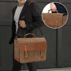 Lodrid Vintage Bartender Kit Bag with Flexible Compartments for Wine, Leather Waxed Canvas Bartender Tote with Removable Dividers, Bar Bag with Handle and Shoulder Strap, Case Only, Patent Design