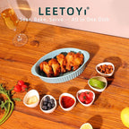 LEETOYI Porcelain Small Oval Au Gratin Pans,Set of 4 Baking Dish Set for 1 or 2 person servings, Bakeware with Double Handle for Kitchen and Home, Turquoise