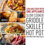Indoor Grill, Techwood Electric Indoor Grill Griddle 7.5-Quart 1500W Versatile Multi-Cooker with 5-Level Heat Settings, Come with Removable Non-stick Grill Pan& Cooking Pot, Dishwasher Safe