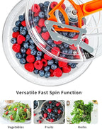 MR.SIGA Large Salad Spinner, Fruit Washing Bowl with Strainer, Salad Dryer for Washing, Spinning, and Draining Greens, Fruits, and Vegetables, 6.87 Quart Capacity