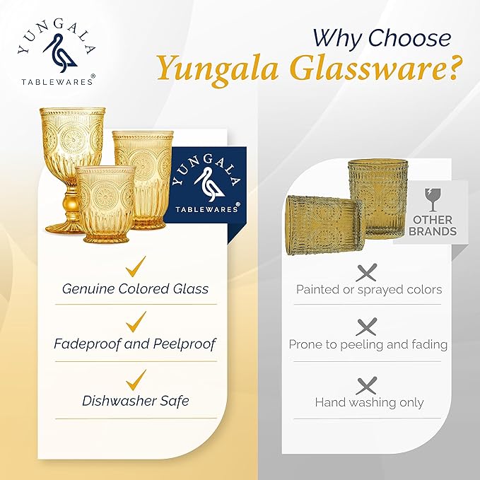 Yungala Amber Small Drinking Glasses Set of 6 Vintage Hobnail 8 oz