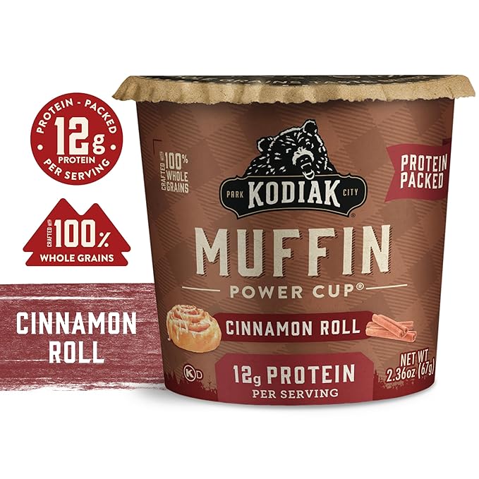 Kodiak Cakes Minute Muffins, Cinnamon Roll, 2.36 Oz (Pack of 12)