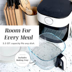 COOK WITH COLOR 1400W 5.5Qt Digital Kitchen Air Fryer with Glass Basket, 8 Presets Healthy Cooking Options, Bake, Fry, Reheat, 60-Min Timer, Adjustable Temperature Control 175°F–400°F, Linen White