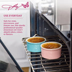 Dolly Parton Ramekin Set – Ceramic Bakeware with Mosaic Flower Design, Oven/Microwave/Freezer Safe, Even Heat Distribution, For Desserts, Soufflés and Casseroles, 2 Piece, 7 Ounce