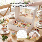 VGOODALL 12 Count Cupcake Boxes, 12PCS Cupcake Holder with Window White Pastry Boxes for Birthday Holiday Party Bakery Supplies