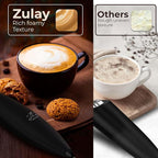 Zulay Kitchen Patented Tornado Triple Whisk Milk Frother with 4 Duracell Batteries – Handheld Foam Maker for Coffee, Lattes, Matcha & Hot Chocolate – Rich, Creamy Froth in Seconds - Executive Black