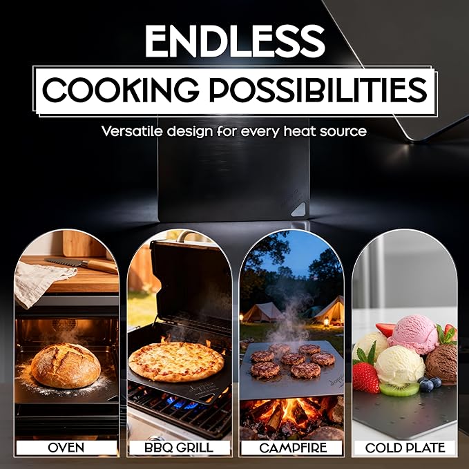 Pizza Steel for Oven | Made in USA | 16" x 14.25" | Pre-Seasoned Baking Steel for Bread, Pizza, Sourdough & More | Premium Quality Crust at Home | Use in Oven, Grill, BBQ |