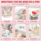 EWFEN Sourdough Starter Kit with Round & Oval Banneton, Complete Sourdough Bread Baking Supplies, Bread Proofing Basket with Starter Jar, Bread Making Tools Kit for Beginners & Bakers