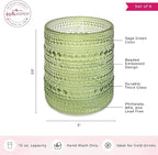 Kate Aspen Sage Green Hobnail Beaded Drinking Glasses Set of 6-10 oz Vintage Glassware, Holiday Entertaining Drinkware, Water & Cocktail Glasses - Great Christmas or Hostess Gift