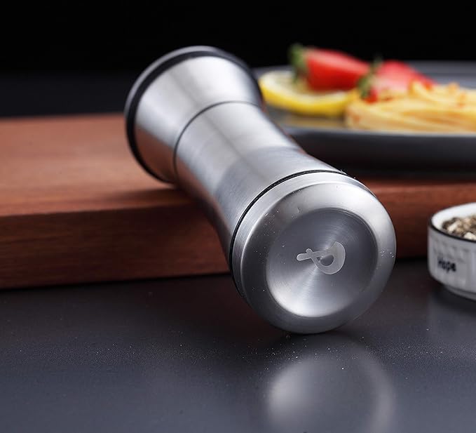 Kyraton Salt and Pepper Shakers, Stainless Steel Salt and Pepper Grinders Refillable Pepper Grinder, Pepper Mill, Salt Grinder, Salt Shaker, Salt Pepper Shaker Set of 2