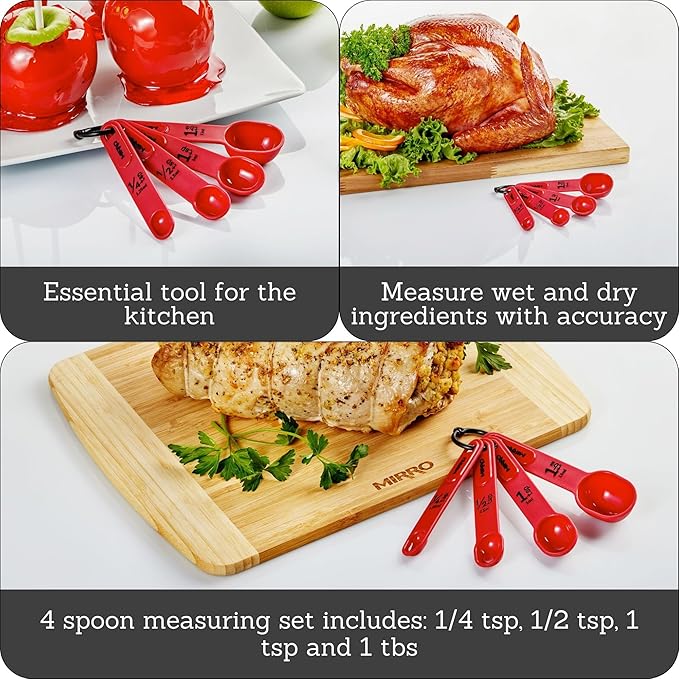 MIRRO 4pc Nested Measuring Spoons Set, Red (Pack of 4)