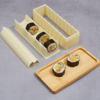 Sushi Making Kit(7Pcs) Square, Round & Heart Shaped Sushi Mold with Spoon & Even Slot for Easy Cutting Plastic Maker for Household, Commercial, Tools Gadget Sets