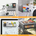 Magnetic Spice Rack for Refrigerator, 10 Pack 100% Metal Strong Magnet Shelf, Moveable Spice Organizer W/ Adjustable Paper Towel Holder, Hook Rack & Utensil Caddy, Home Kitchen Laundry Storage, Grey