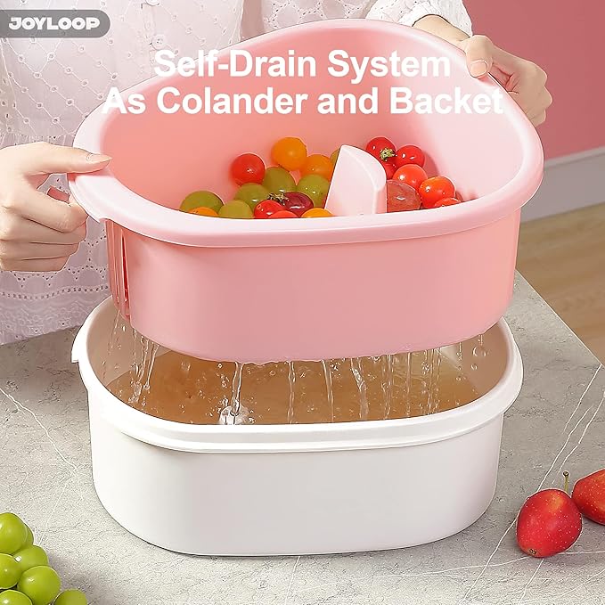 JOYMOOP Fruit Cleaner Spinner JOYLOOP, Large Fruit Washer Spinner with Brush, Fruit Cleaning with Fruit Washing Bowl, Fruit and Salad Cleaner with Fruit Spinner Bowl,Fruit and Vegetable Scrubber