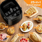 2.5LB Bread Maker with Built-in Electronic Scale, 25-in-1 Bread Machine, Beginner-Friendly with Adjustable Baking & Fermentation, Non-Stick Easy-Clean Pan, Quiet, 15H Delay, Recipes, Black