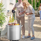 ROVSUN 102-Quart Stainless Steel Turkey Fryer & Seafood Boil Pot with Basket, Lid & Hook, Large Stock Pot for Outdoor Cooking of Turkey, Crawfish, Crab, Lobster & Shrimp
