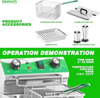 NUPANT 24L/25.4QT Commercial Deep Fryer with 2 Baskets and Lids, 110V Electric Fryer with Oil Filtration and Timer, Stainless Steel Large Double Tank Fryer Countertop Deep Fryer for Restaurant 3500W
