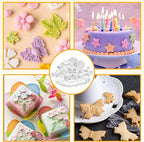 33Pcs White Flower Plunger Cookie Cutter DIY Blossom Flower Cake Fondant Mold Plastic Cake Decorating Tools Baking Accessories Cookie Cutters For Baking Plastic(10styles)