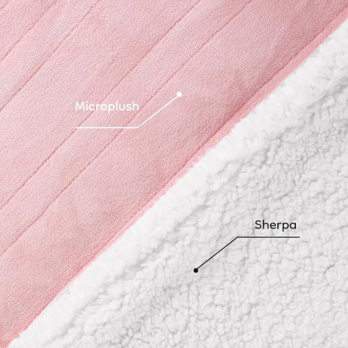 Electric Heated Blanket Full Size - 72"x84", Soft Flannel Heating Blanket, 10 Heating Levels, 1-12 H Auto Shut Off, Breathable Warm and Washable for Bed, Light Pink