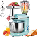 VIVOHOME 3-in-1 Stand Mixer, 6 Quart Electric Tilt-Head Kitchen Mixer with Bowl, Multifunctional Food Mixer with Meat Grinder and Blender Attachments, Dough Hook, Beater, and Whisk, Blue