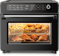 Kismile 25QT Air Fryer Toaster Oven Combo, 12-in-1 Large Countertop Convection Airfryer Oven, 70–450℉, Bake, Roast, Reheat, Broil, Fits 12″ Pizza, Includes Full Accessories, Stainless Steel(Black)