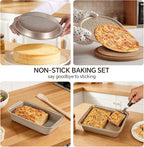 11 Piece Baking Set | Nonstick & Non Toxic Bakeware Sets Baking Pans Set | Carbon Steel Baking Supplies Include Notebook, Cookie Sheets, Roasting Pan, Muffin Pan, Cake Pan, Pizza Pan, Loaf Pan