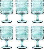 Beaded 14 oz Durable Acrylic Wine Glasses, Shatter-Resistant and Dishwasher-Safe Indoor/Outdoor Drinkware, Glass for Wine, Sangria, and Spritzers - Sea Green - Set of 6
