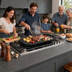 CAANNASWEIS Nonstick Griddle Grill Pan, 19.5" x 11" Reversible Griddle Pan for Stove Top, Grill, or Campfire, Two Burner Cast Aluminum Grill, Rectangular Baking Flat and Ribbed Griddle Plate