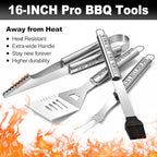 Pop Pop Gifts from Grandkids, Gifts for Poppop Grandparents Day, Grilling Accessories, Heavy Duty Stainless Steel Grill Set BBQ Grill Tools for Outdoor Grill with Aluminum Case, Grill Utensils Set