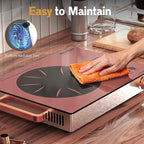 Single Burner Electric Cooktop - 110V 1800W Portable One Burner Hot Plate, Countertop Electric Stove top for Home, Camping, RV, Timer, Child Lock, Steam, BBQ, Stir Fry, 120V Plug in (Orange)