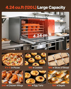 VEVOR Commercial Convection Oven, 4.24 cu.ft Countertop Oven for Full-Size Pans, Electric Convection Ovens with 4 Racks, 360° Hot Air Circulation, for Bakery, Restaurant & Pizza Shop (208-240V 5000W)