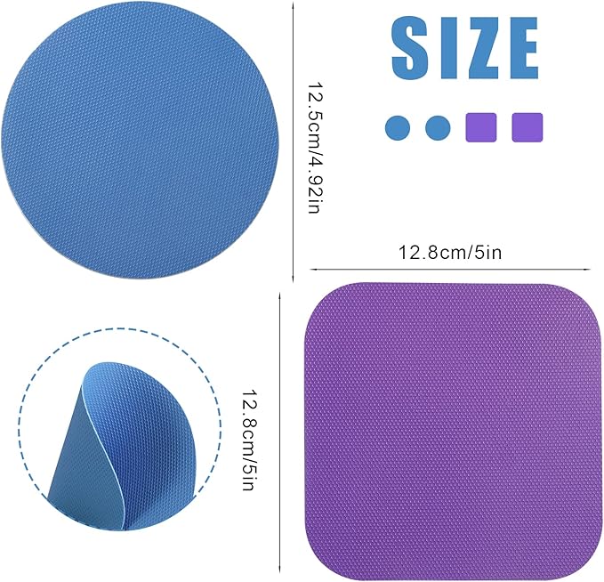 LUTER 4pcs Jar Opener, Rubber, Multi-function Silicone Bottle Opener for Seniors with Weak Hands Lid Cap Gripper Pads Kitchen Coasters Gadgets(Blue, Purple)