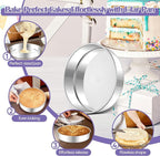E-far 9 Inch Round Cake Pan, 2-Piece Stainless Steel Round Baking Mold Tins - Non-Toxic & Leak-Proof for Birthday Wedding Layer Tiered Cake, Easy Clean & Dishwasher Safe