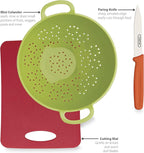 Farberware Healthy Eating 3 Piece Set with Mini Colander with Paring Knife, Small Cutting Mat