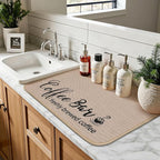 Findosom Dish Drying Mat, 12"x 20" Super Absorbent & Hide Stain Coffee Mat, Cuttable Drying Mat for Kitchen Counter, Coffee Bar Accessories, Under Dish Rack, Coffee Maker, Espresso Machine, Linen