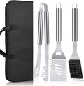 BBQ Tool Grilling Accessories, 16-Inch Stainless Steel BBQ Grill Tools Set for Men, Heavy Duty Grilling Accessories Kit for Camping, Kitchen, 3 PCS Extra Thick Barbecue Utensil