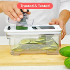 Fullstar Mandoline Slicer for Kitchen - Vegetable Chopper, Onion Potato Food Veggie Fruit Slicer and Cutter with Container, Kitchen Gadgets & Gifts, Home Essentials (4 in 1, Black/White)