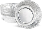 PLASTICPRO 6.5'' Inch Round Tin Foil Pans Disposable Aluminum, Freezer & Oven Safe - For Baking, Cooking, Storage, Roasting, & Reheating, Deep Pack of 20