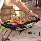 George Foreman Indoor Outdoor Electric Grill, Non-Stick Grill Griddle Plate, Healthy Grilling Drip Tray Reduces Fat, Portable Barbeque