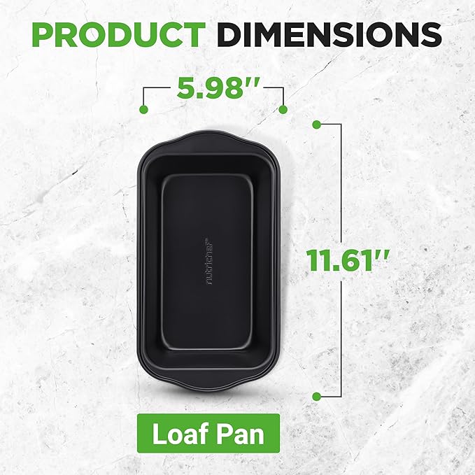 NutriChef Loaf Pans Set of 4 | Non-Stick Premium Bread Pans Quick & Even Heat Distribution | Oven Safe To 450 F | No PFOA, PFOS & PTFEs | Food Grade Carbon Steel | 11.61 x 5.98 x 2.56 Inches (Black)