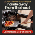 Hans Grill Pizza Peel PRO | Made for XL Pizza 12 inch + | Professional Restaurant Grade Perforated Metal Non-Stick Paddle for launching, turning and retrieving pizzas (Peel Pro) (Grey)